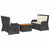 3 Piece Garden Lounge Set with Cushions Black Poly Rattan