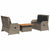 3 Piece Garden Lounge Set with Cushions Grey Poly Rattan
