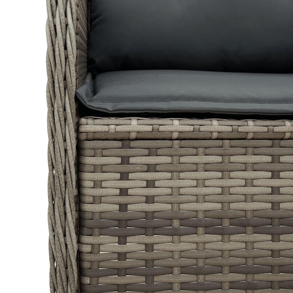 3 Piece Garden Lounge Set with Cushions Grey Poly Rattan