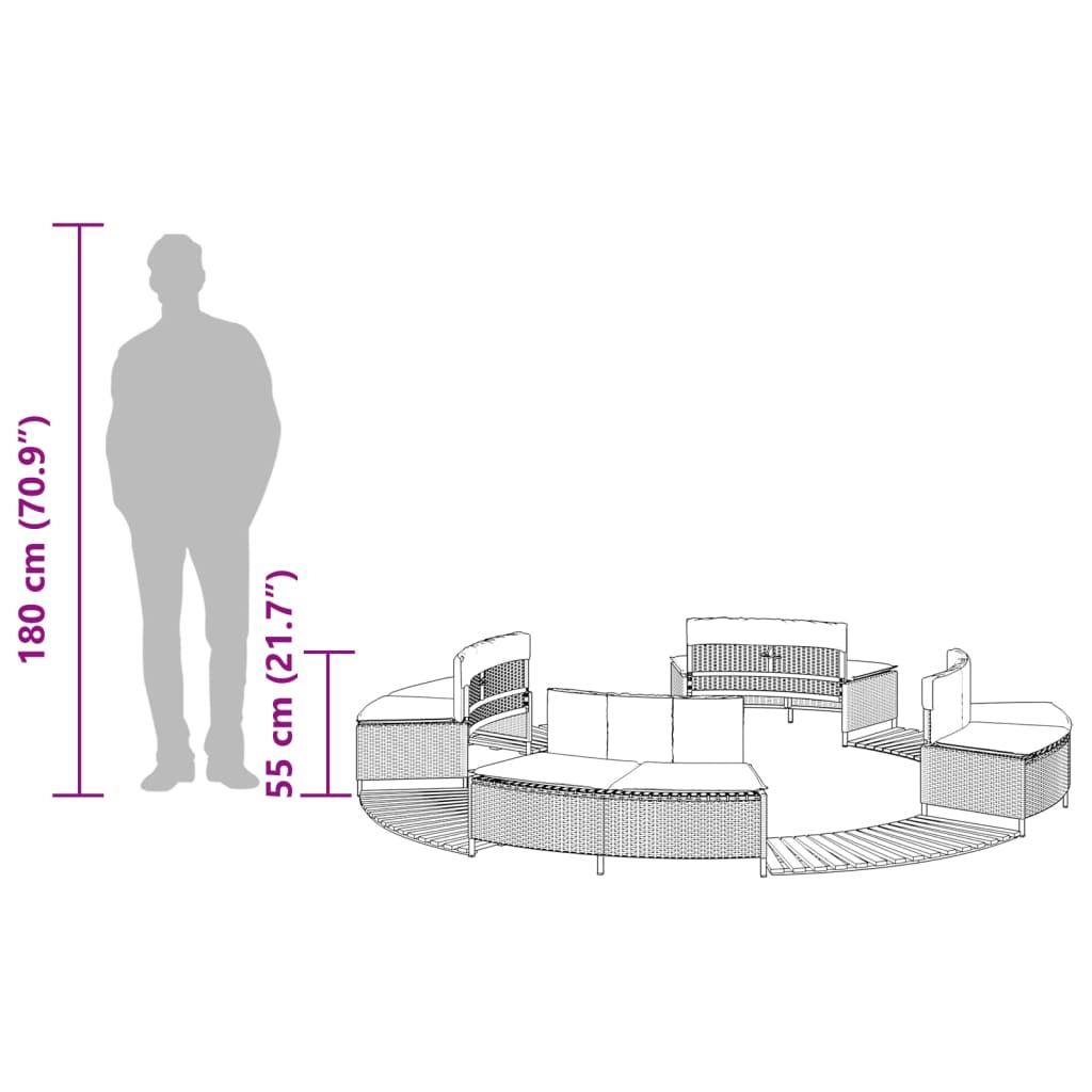 Hot Tub Surround Black Poly Rattan and Solid Wood Acacia