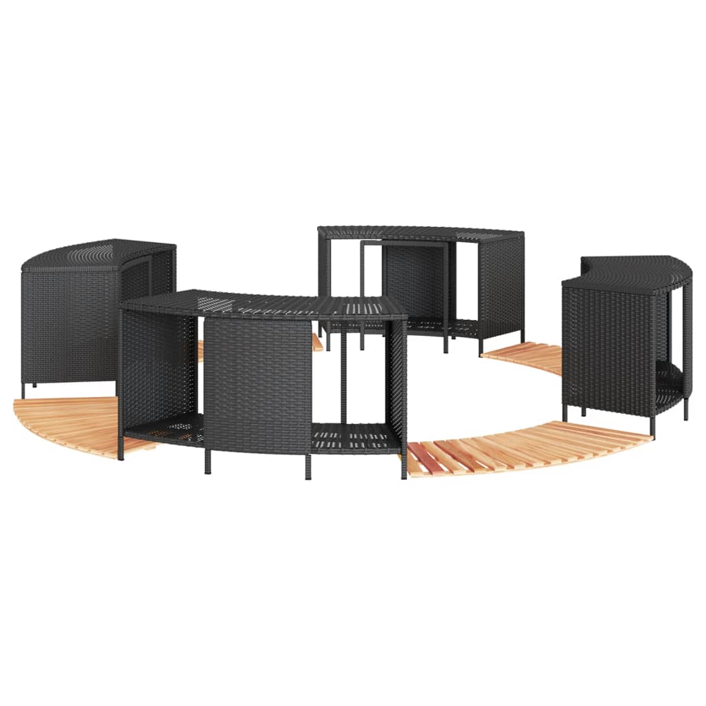 Hot Tub Surround Black Poly Rattan and Solid Wood Acacia