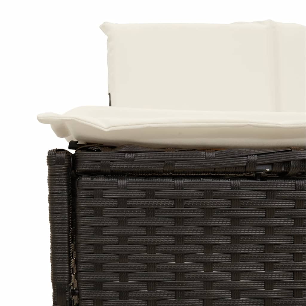 Hot Tub Surround Black Poly Rattan and Solid Wood Acacia