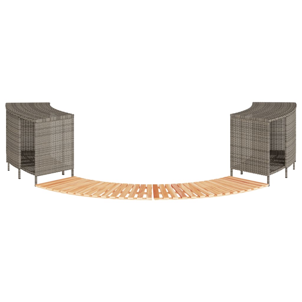Hot Tub Surround Grey Poly Rattan and Solid Wood Acacia