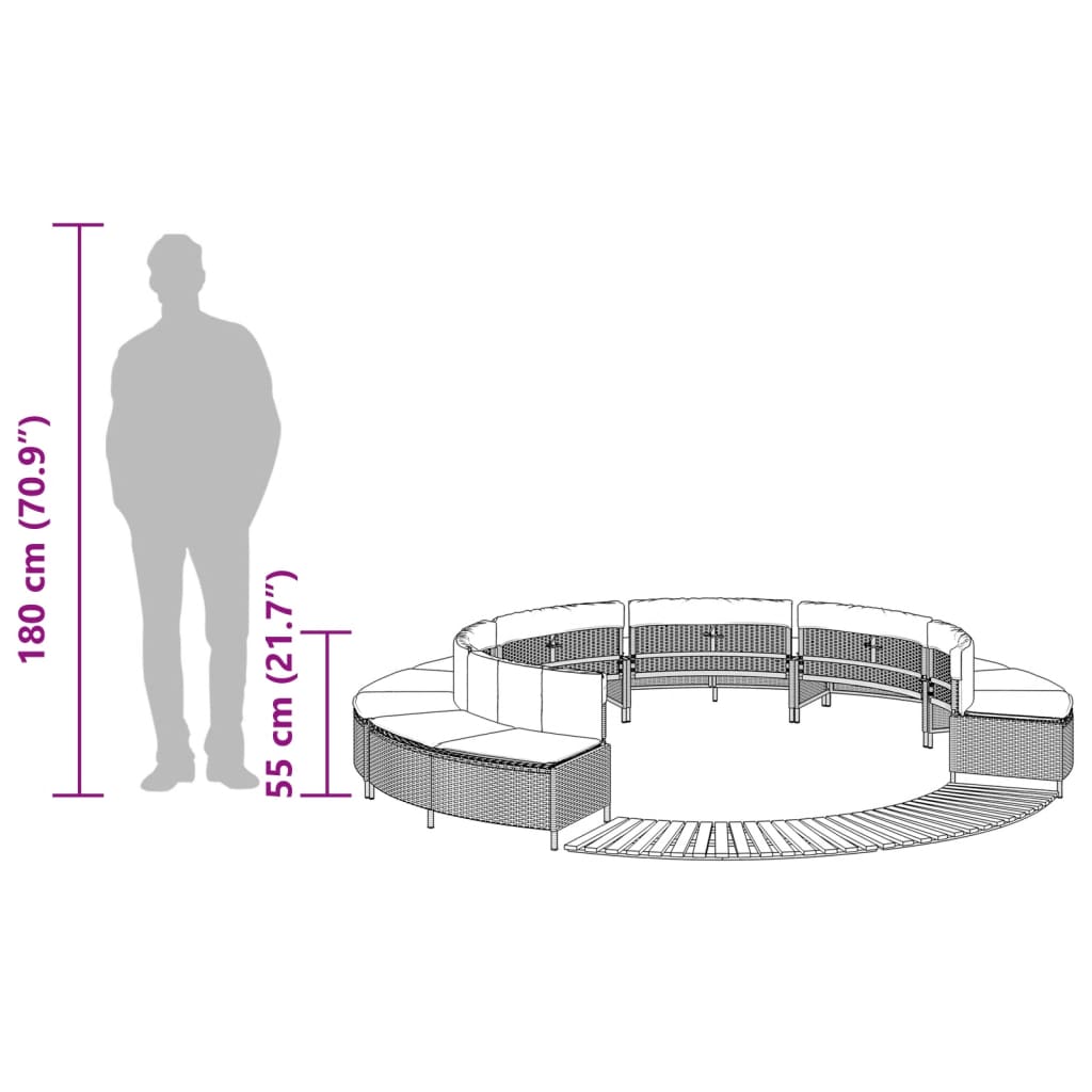 Hot Tub Surround Grey Poly Rattan and Solid Wood Acacia