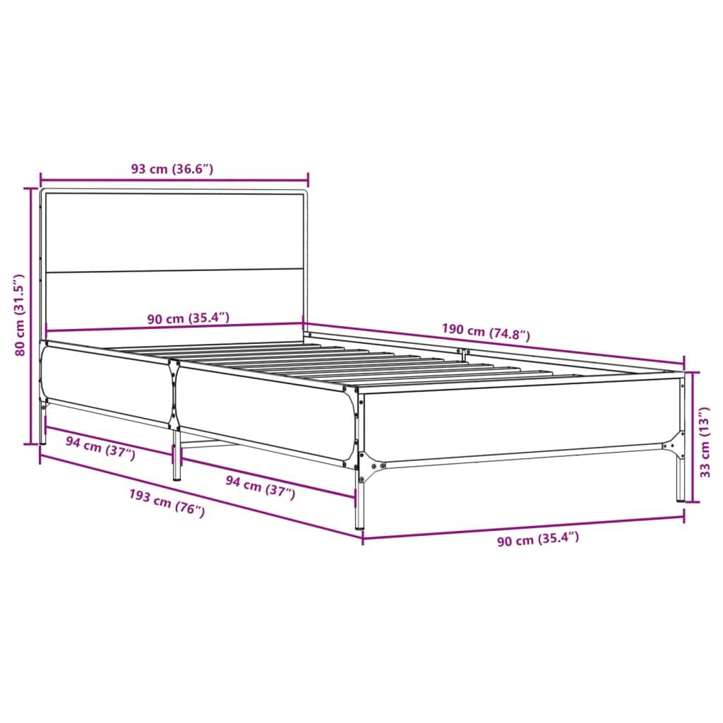 Bed Frame without Mattress Sonoma Oak 90x190 cm