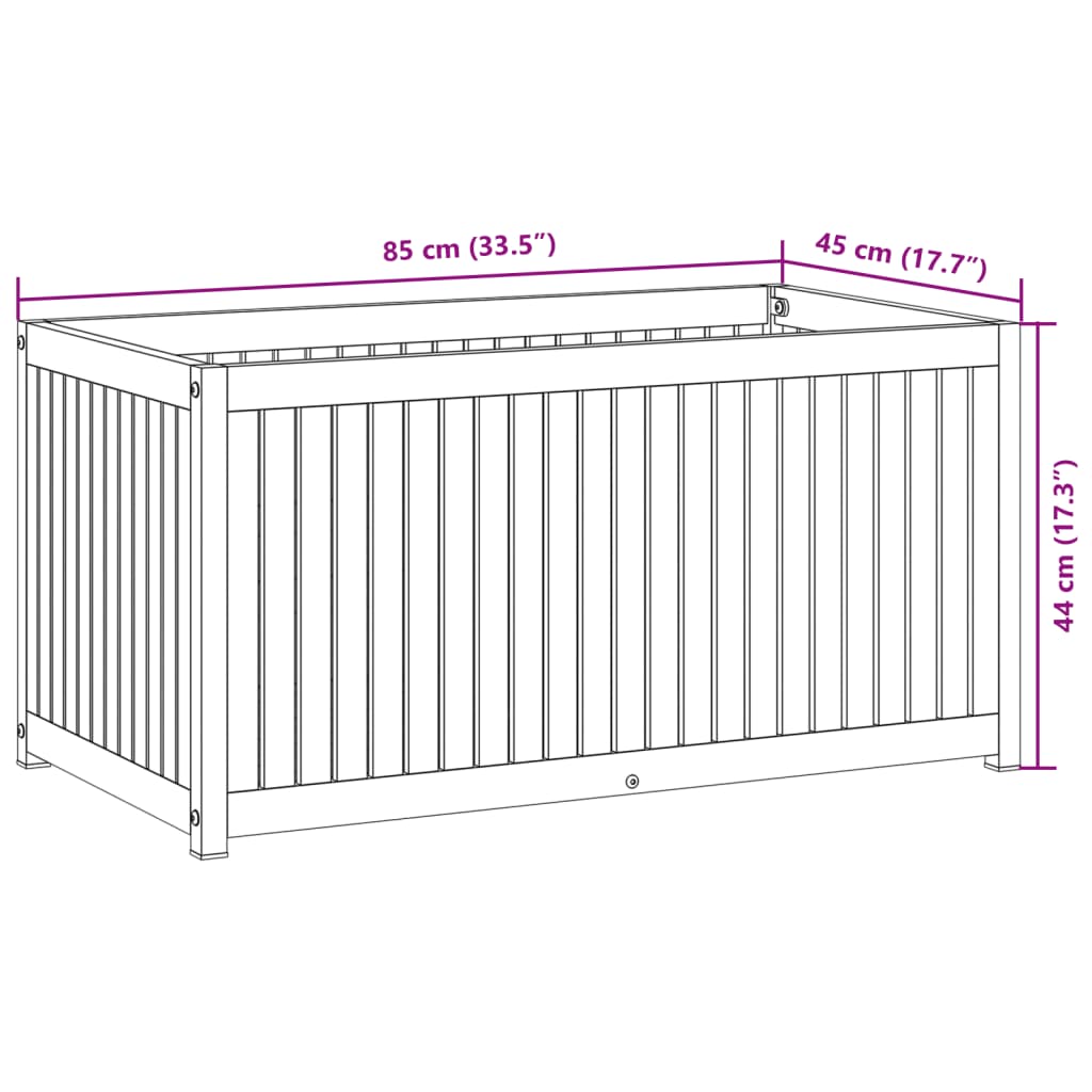 Garden Planter 85x45x44 cm Solid Wood Acacia and Steel