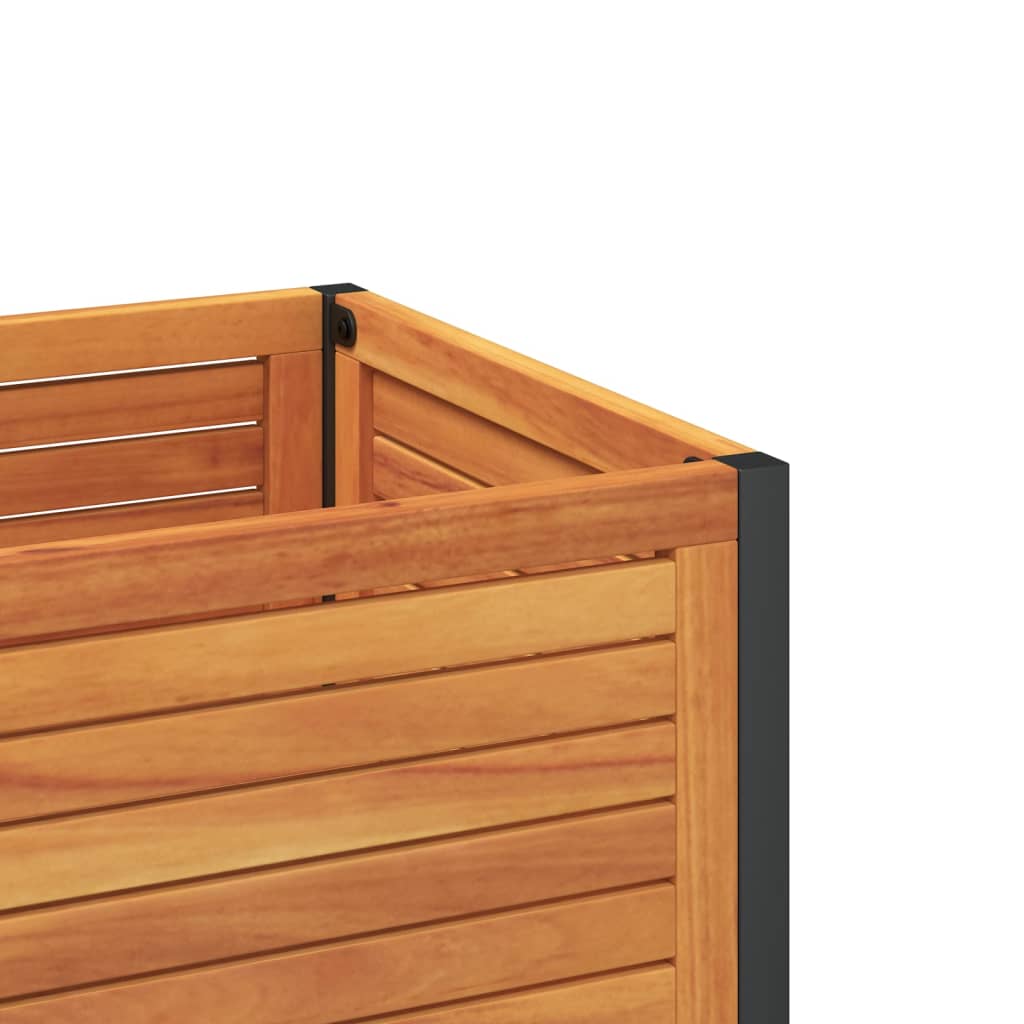 Garden Planter with Shelf 45x45x80 cm Solid Wood Acacia and Steel