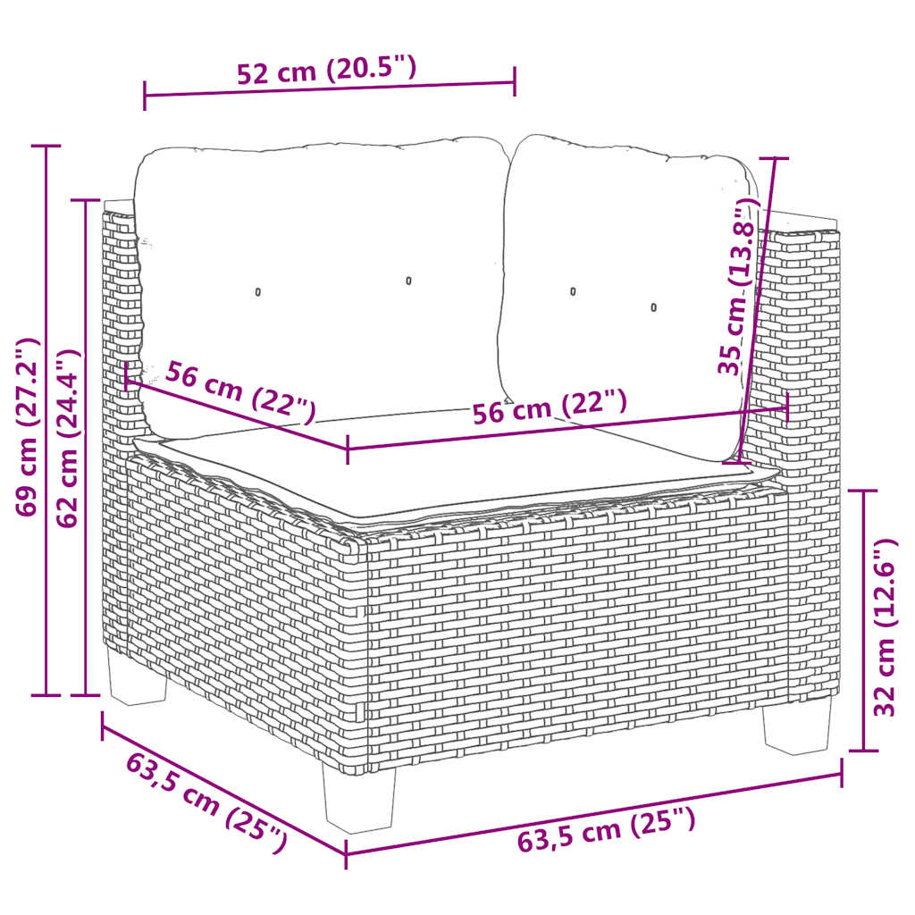 8 Piece Garden Sofa Set with Cushions Beige Poly Rattan