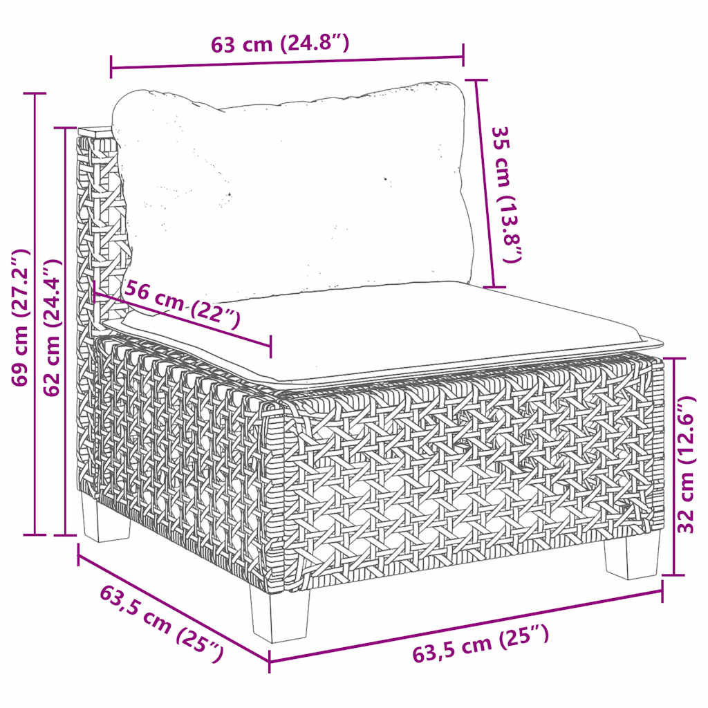 6 Piece Garden Sofa Set with Cushions Beige Poly Rattan