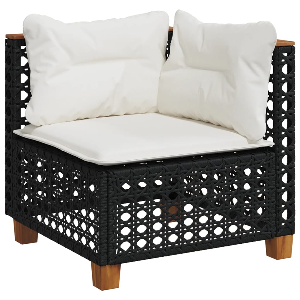 6 Piece Garden Sofa Set with Cushions Black Poly Rattan