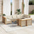 10 Piece Garden Sofa Set with Cushions Beige Poly Rattan