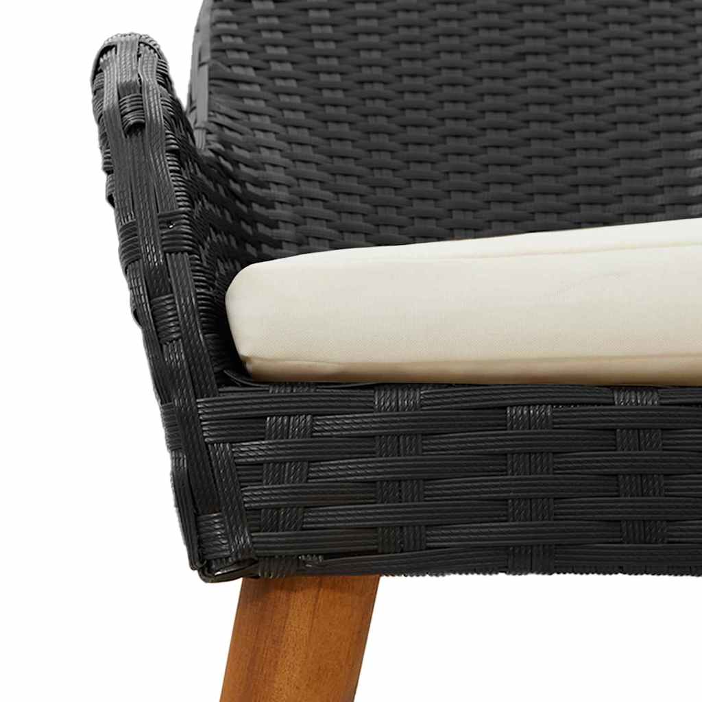 Garden Dining Set with Cushion 3 pcs Black Poly Rattan