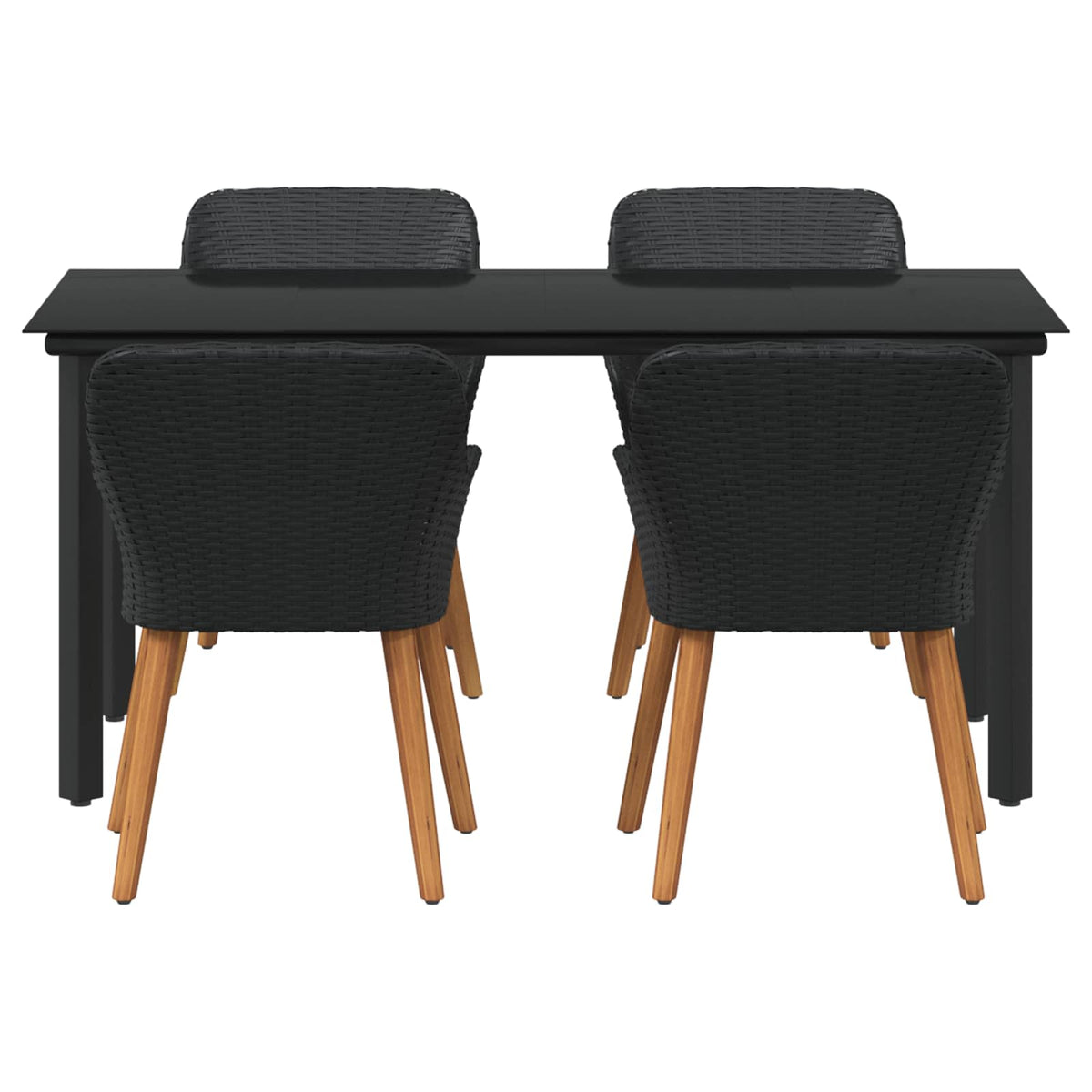 Garden Dining Set with Cushion 5 pcs Black Poly Rattan