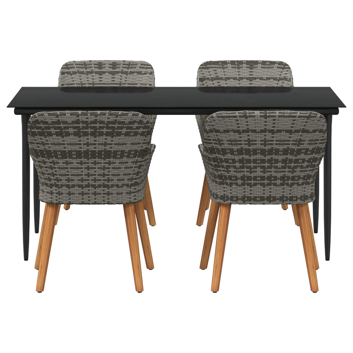 Garden Dining Set with Cushion 5 pcs Grey Poly Rattan