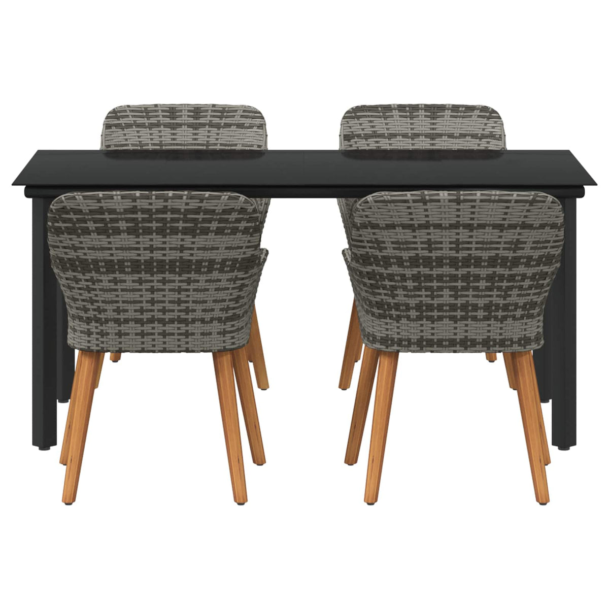 Garden Dining Set with Cushion 5 pcs Grey Poly Rattan
