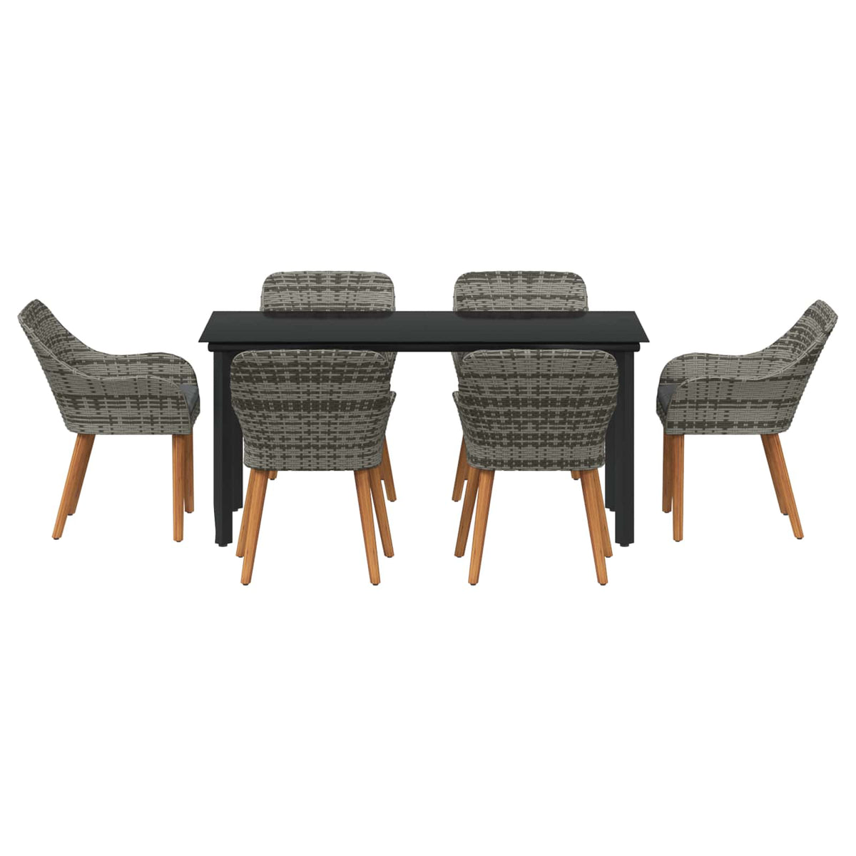 Garden Dining Set with Cushion 7 pcs Grey Poly Rattan
