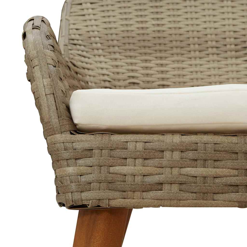 Garden Dining Set with Cushion 5 pcs Beige Poly Rattan