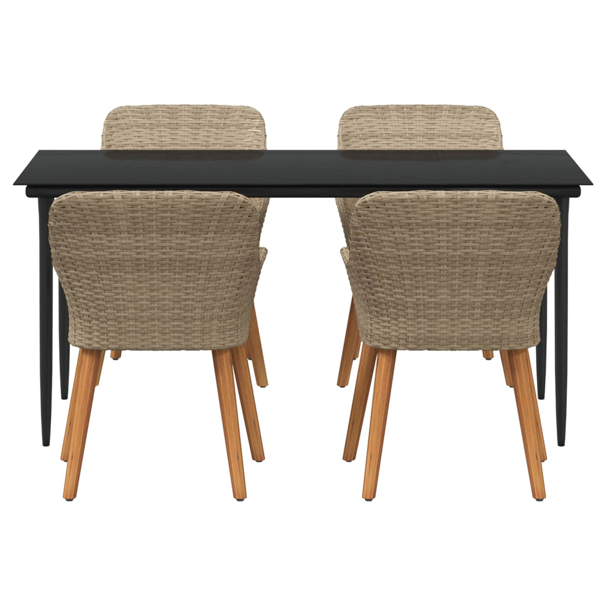 Garden Dining Set with Cushion 5 pcs Beige Poly Rattan
