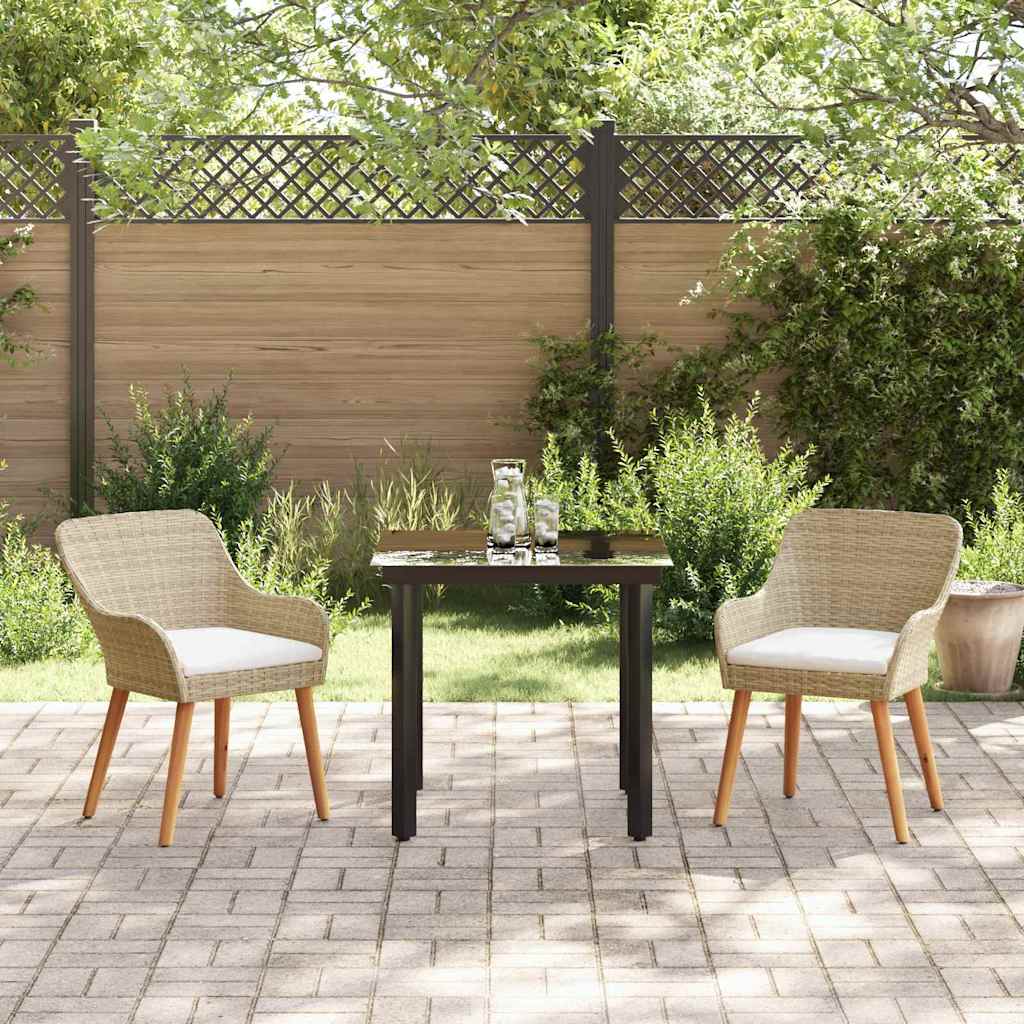 Garden Dining Set with Cushion 3 pcs Beige Poly Rattan