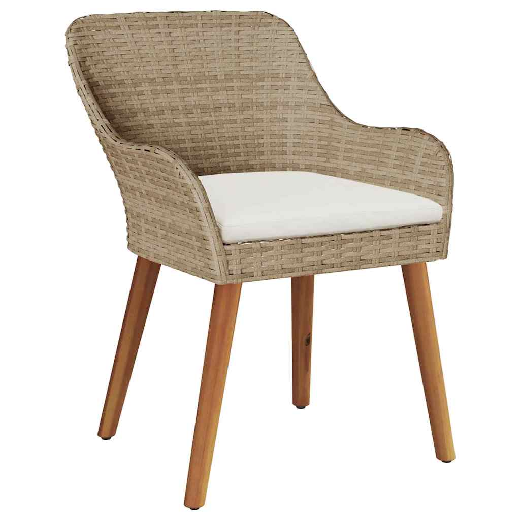 Garden Dining Set with Cushion 5 pcs Beige Poly Rattan