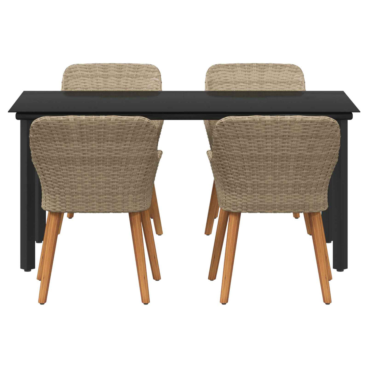 Garden Dining Set with Cushion 5 pcs Beige Poly Rattan
