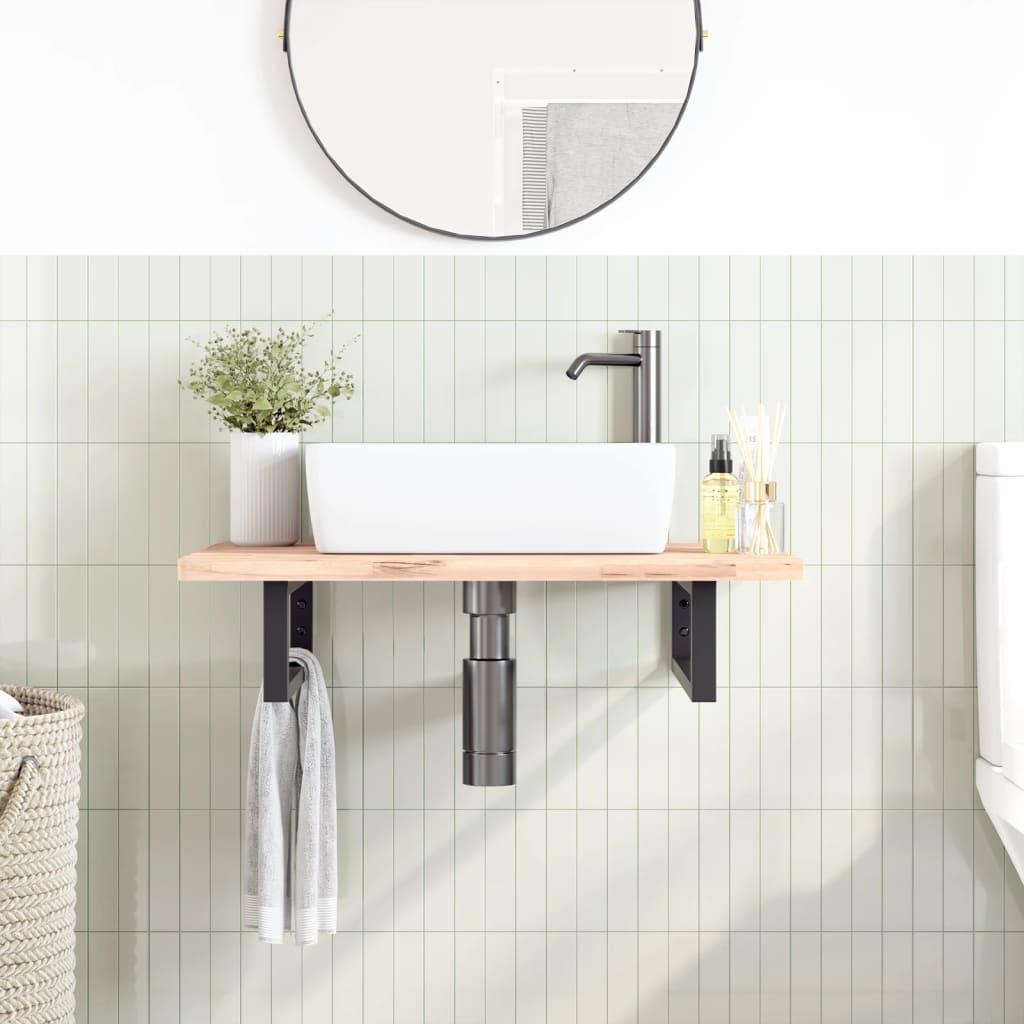 Shelf Brackets for Washbasin 2 pcs Black Rectangular Steel