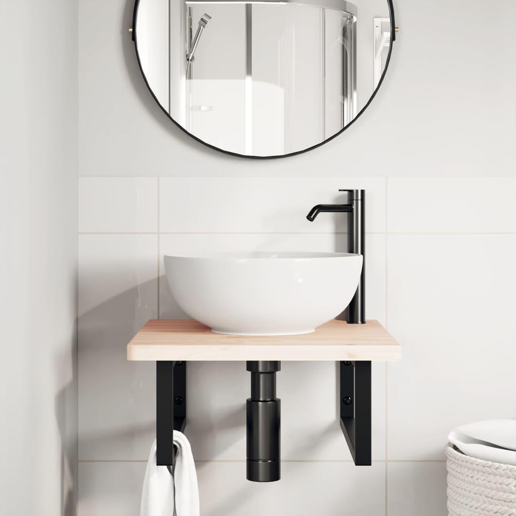 Shelf Brackets for Washbasin 2 pcs Black Rectangular Steel
