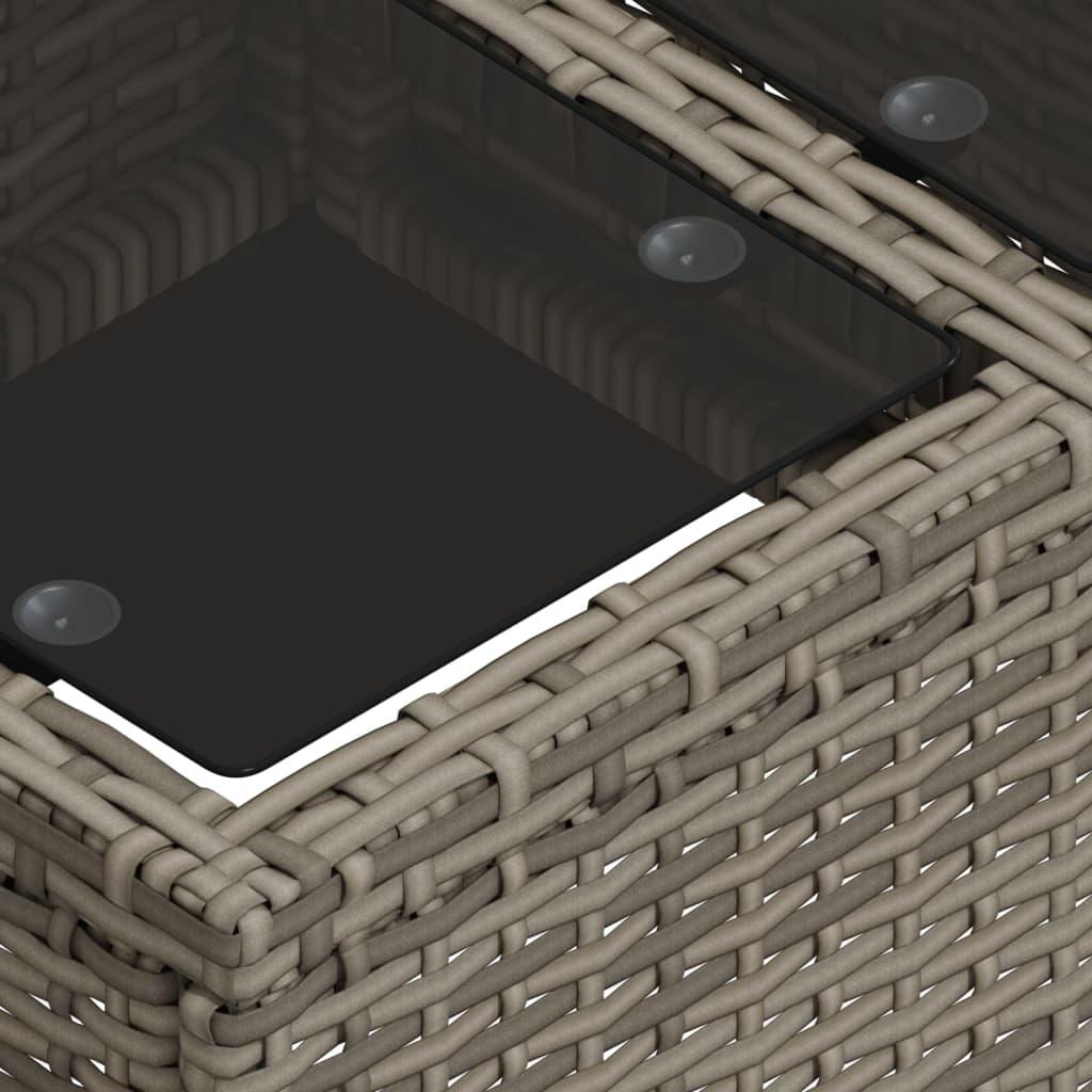 2 Piece Garden Sofa Set with Cushions Grey Poly Rattan and Glass