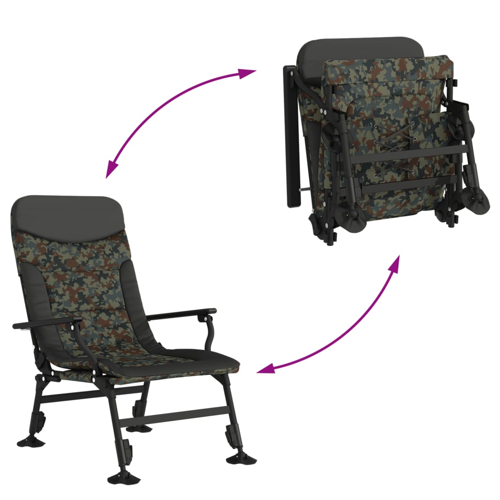 Fishing Chair with Armrest Foldable Camouflage