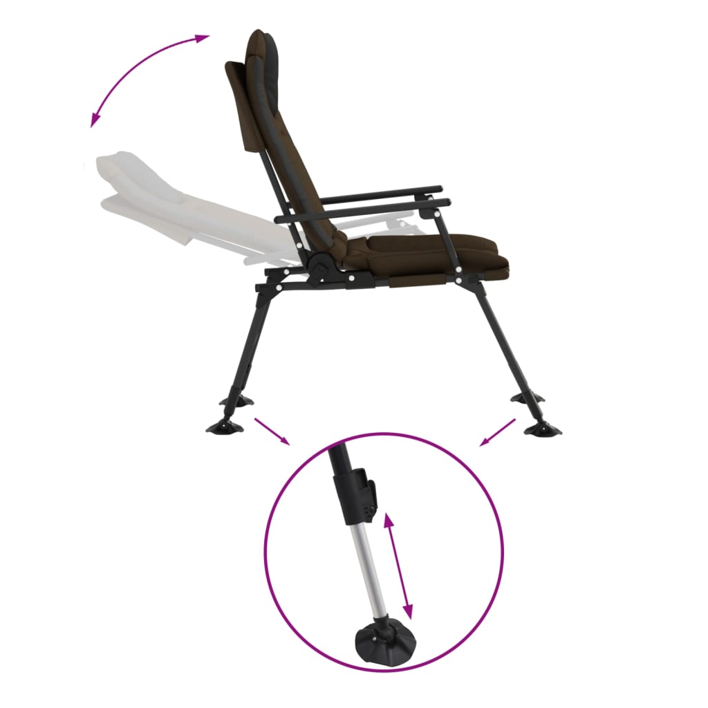 Fishing Chair with Armrest Foldable Taupe