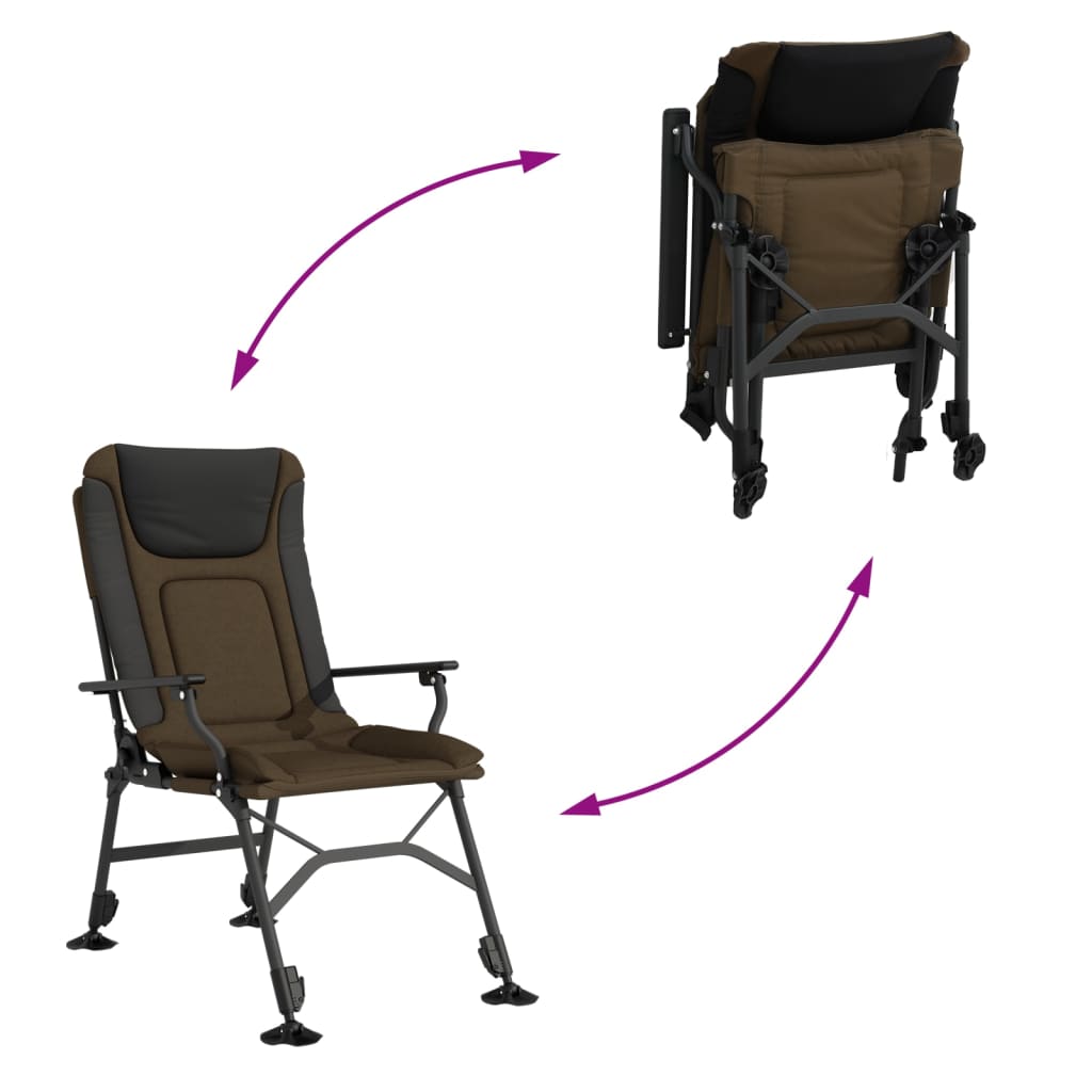 Fishing Chair with Armrest Foldable Taupe