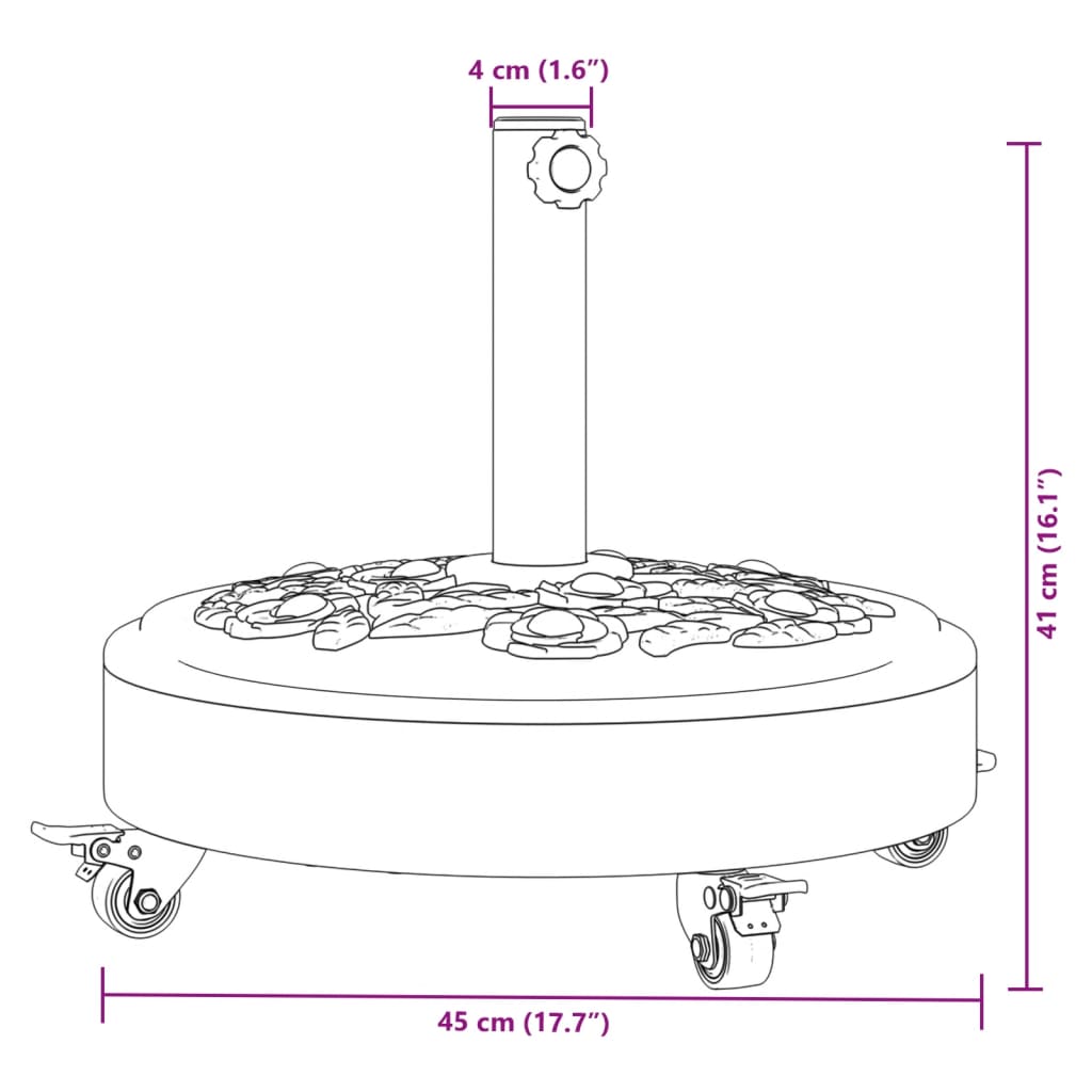 Parasol Base with Wheels for Ø38 / 48 mm Poles 27 kg Round