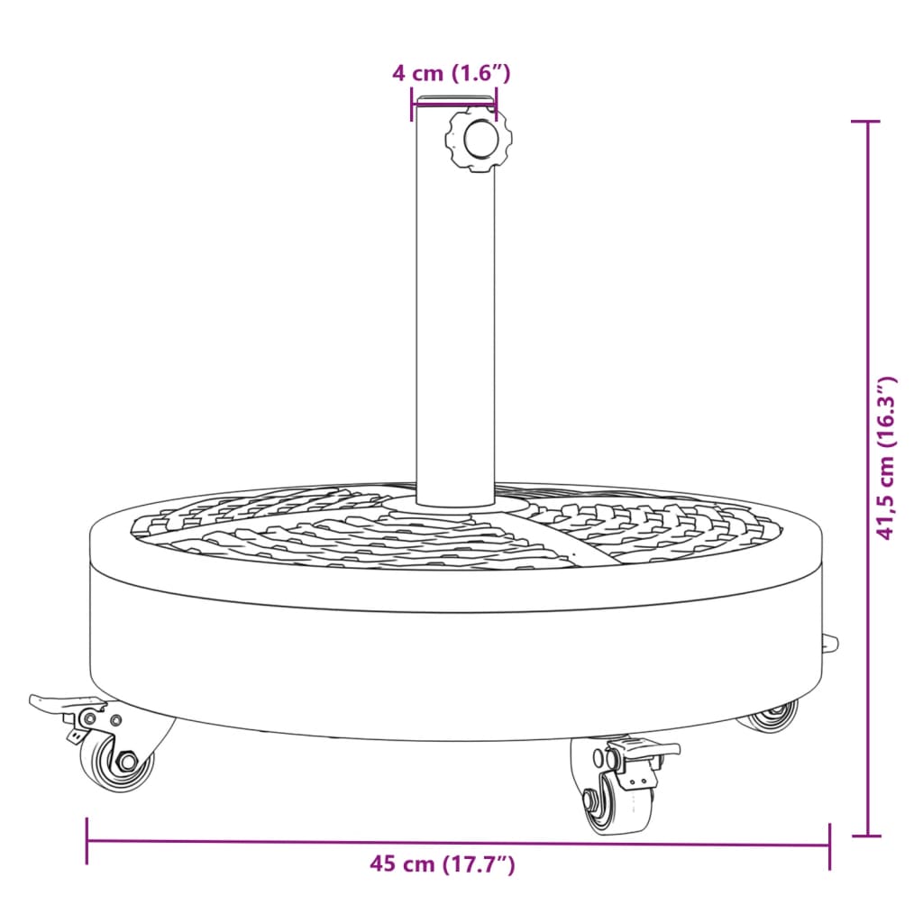 Parasol Base with Wheels for Ø38 / 48 mm Poles 27 kg Round