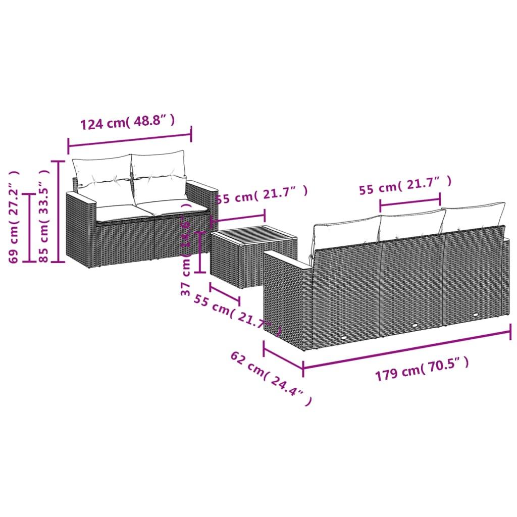 6 Piece Garden Sofa Set with Cushions Beige Poly Rattan