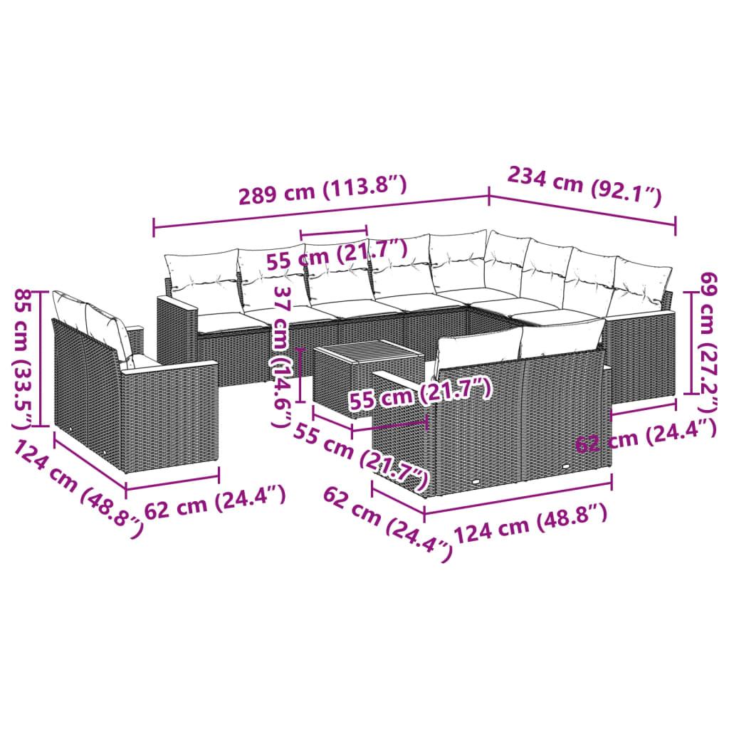 13 Piece Garden Sofa Set with Cushions Black Poly Rattan