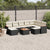 10 Piece Garden Sofa Set with Cushions Black Poly Rattan