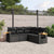 5 Piece Garden Sofa Set with Cushions Black Poly Rattan