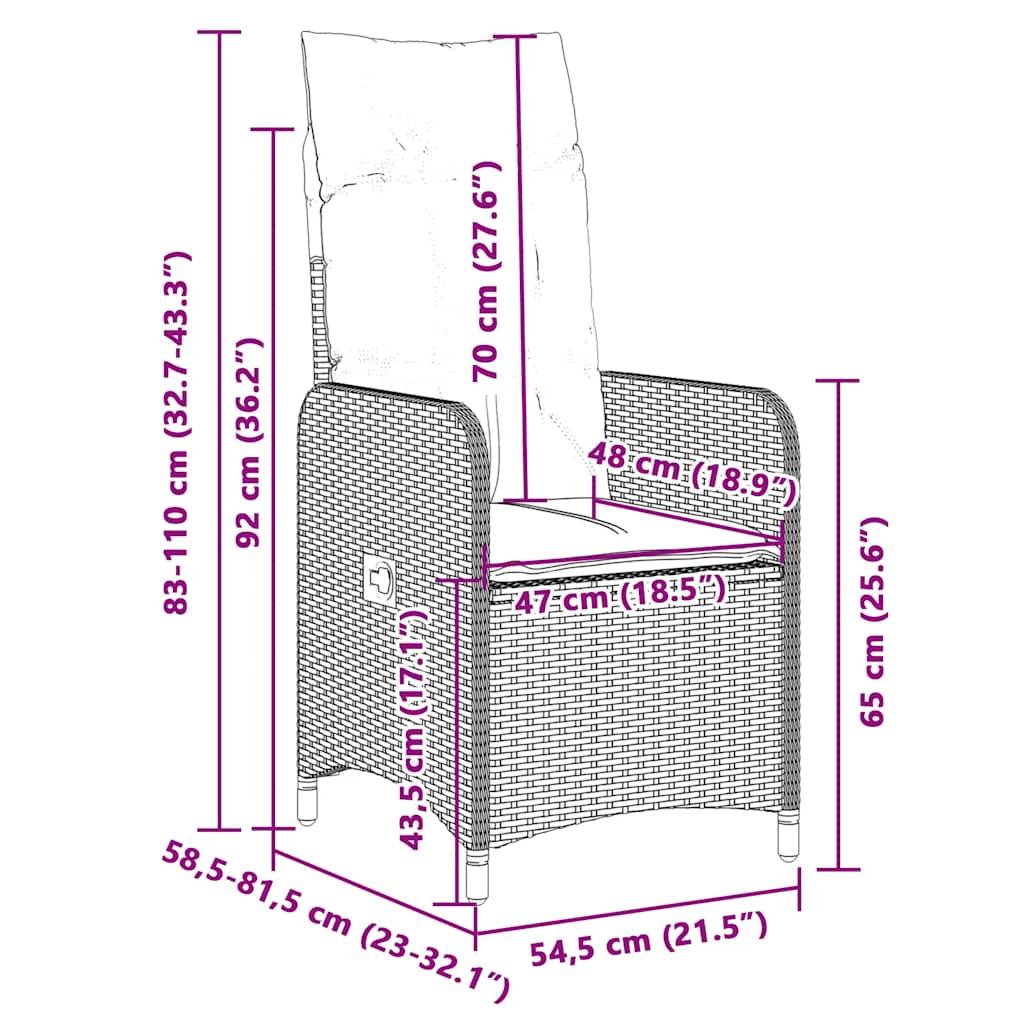 7 Piece Garden Bistro Set with Cushions Grey Poly Rattan