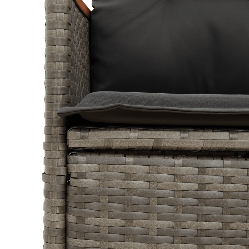 9 Piece Garden Bistro Set with Cushions Grey Poly Rattan