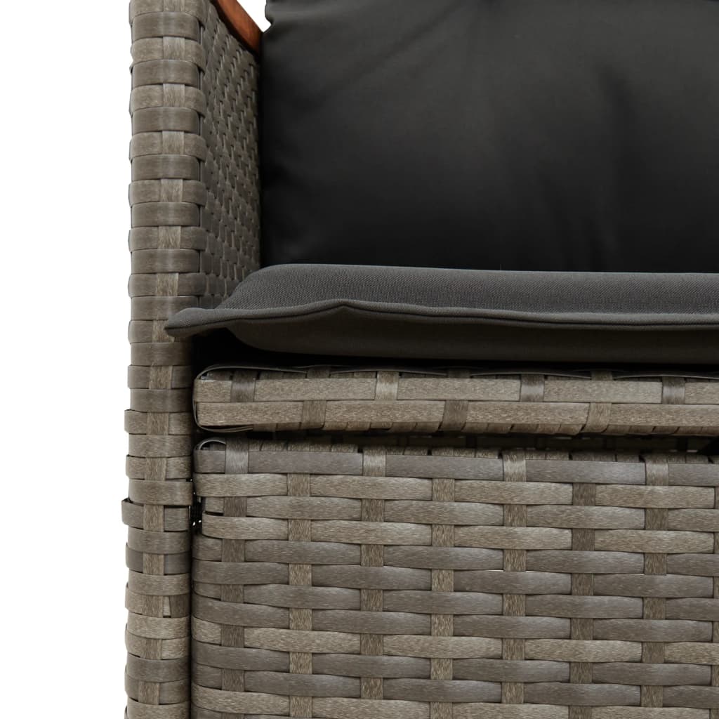 11 Piece Garden Bistro Set with Cushions Grey Poly Rattan