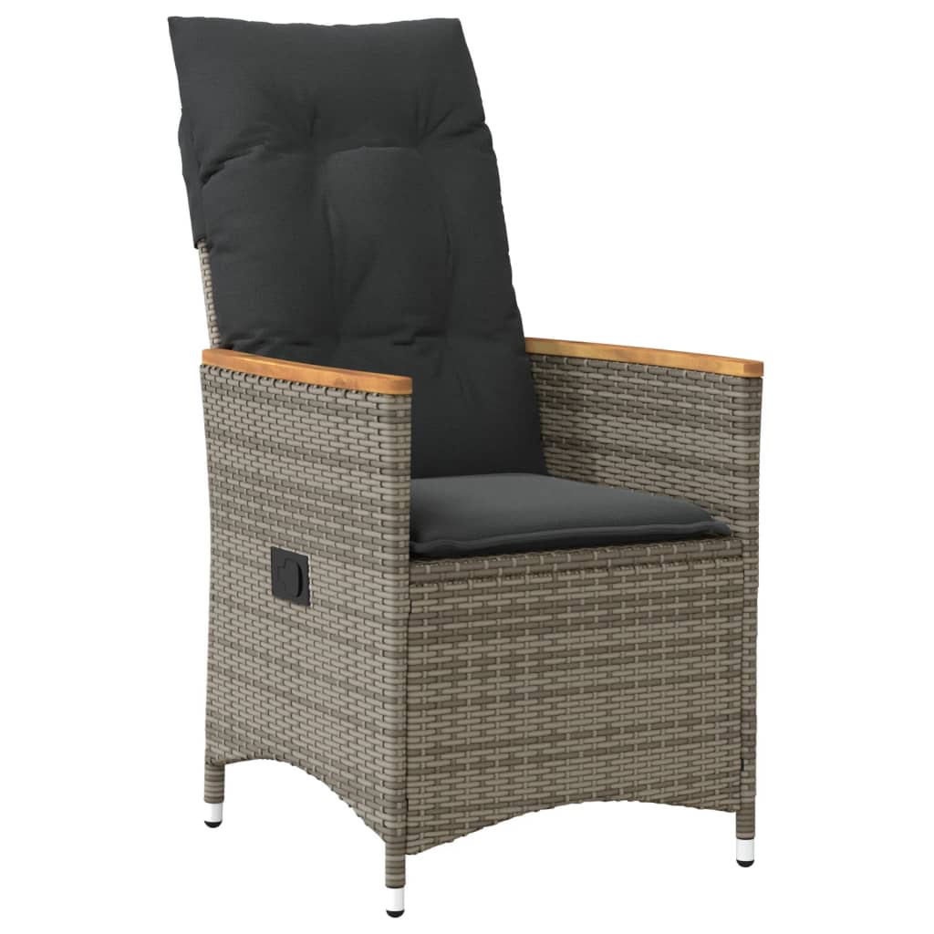 11 Piece Garden Bistro Set with Cushions Grey Poly Rattan