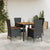 5 Piece Garden Dining Set with Cushions Black Poly Rattan