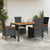 5 Piece Garden Dining Set with Cushions Black Poly Rattan