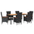 7 Piece Garden Dining Set with Cushions Black Poly Rattan