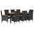 9 Piece Garden Dining Set with Cushions Black Poly Rattan