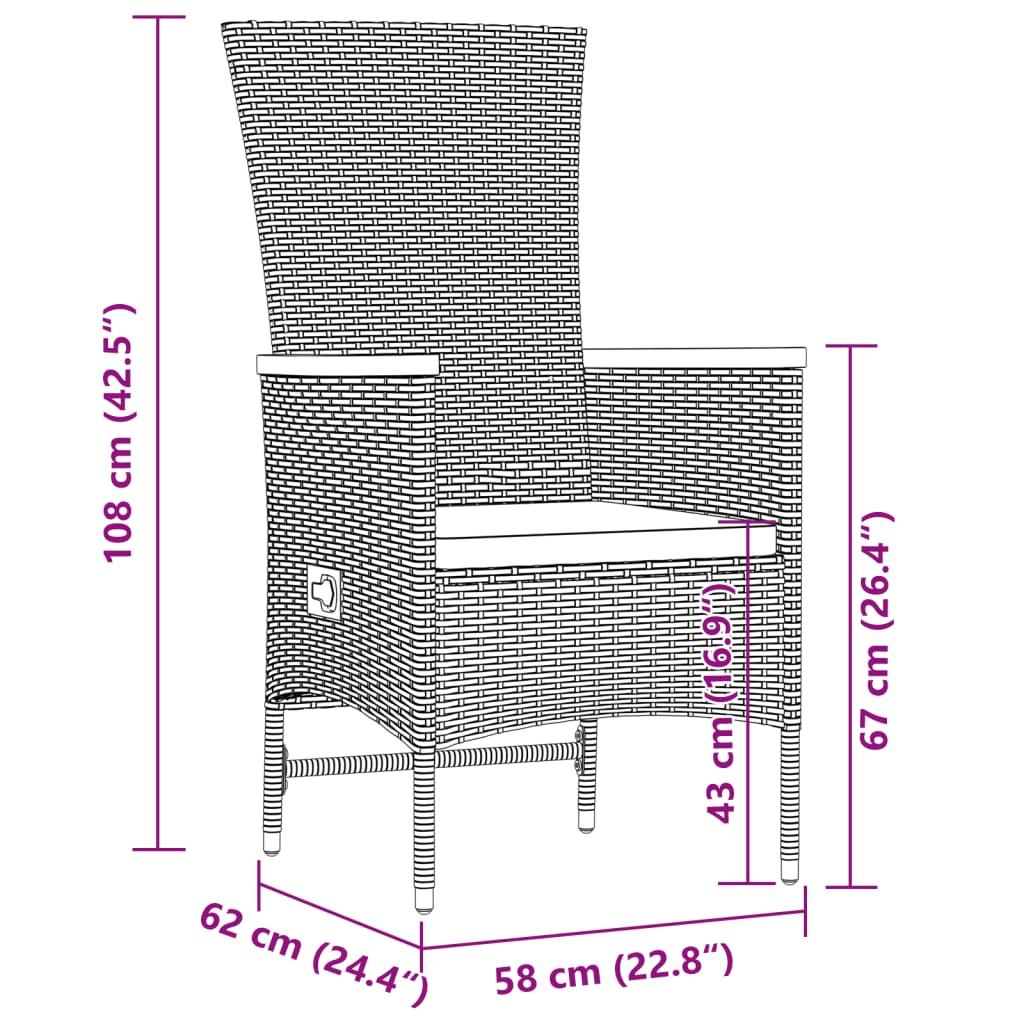 11 Piece Garden Dining Set with Cushions Grey Poly Rattan