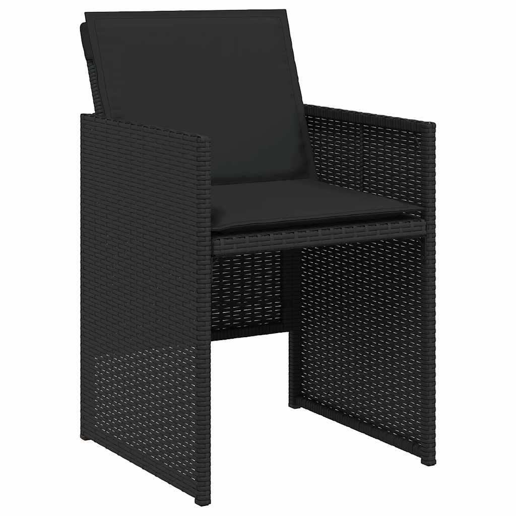 13 Piece Garden Dining Set with Cushions Black Poly Rattan