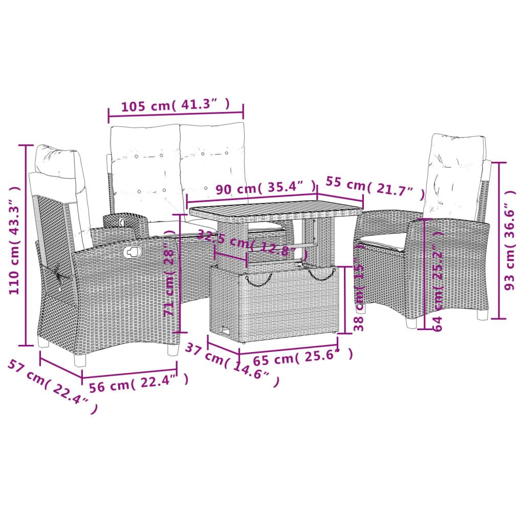 4 Piece Garden Dining Set with Cushions Black Poly Rattan