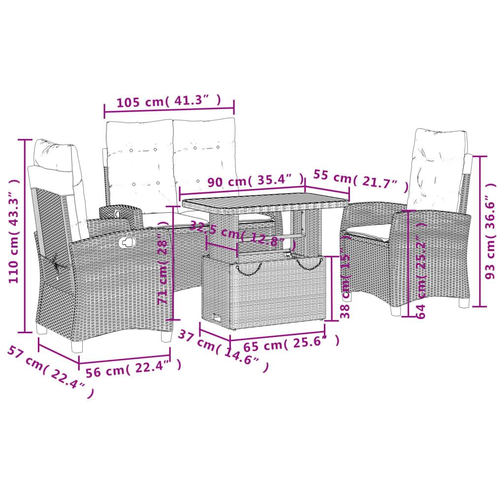 4 Piece Garden Dining Set with Cushions Grey Poly Rattan