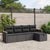 5 Piece Garden Sofa Set with Cushions Black Poly Rattan